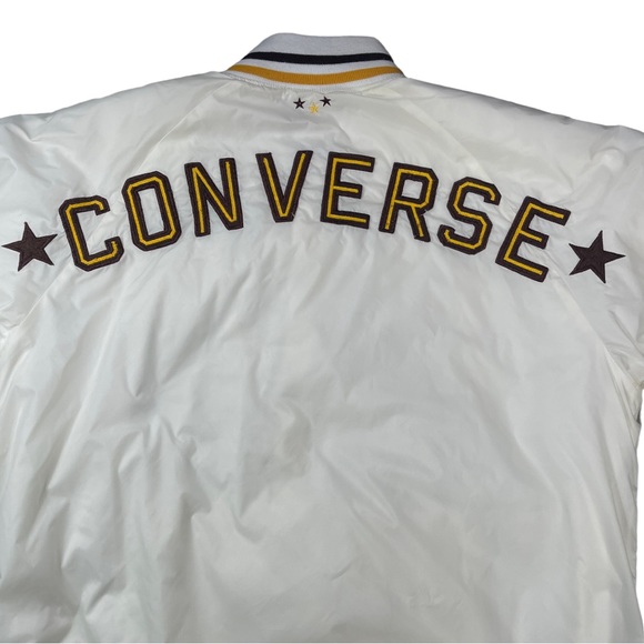 Converse size Xl white/cream half button varsity jacket with kangaroo pocket EUC - Picture 7 of 10